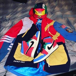 Retro 1’s rain jacket and matching hat